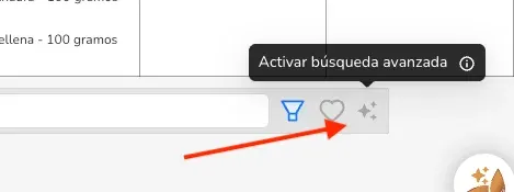 Botón para activar el buscador inteligente