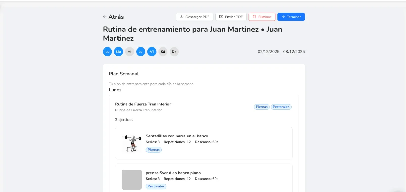 Rutina terminada, lista para enviar