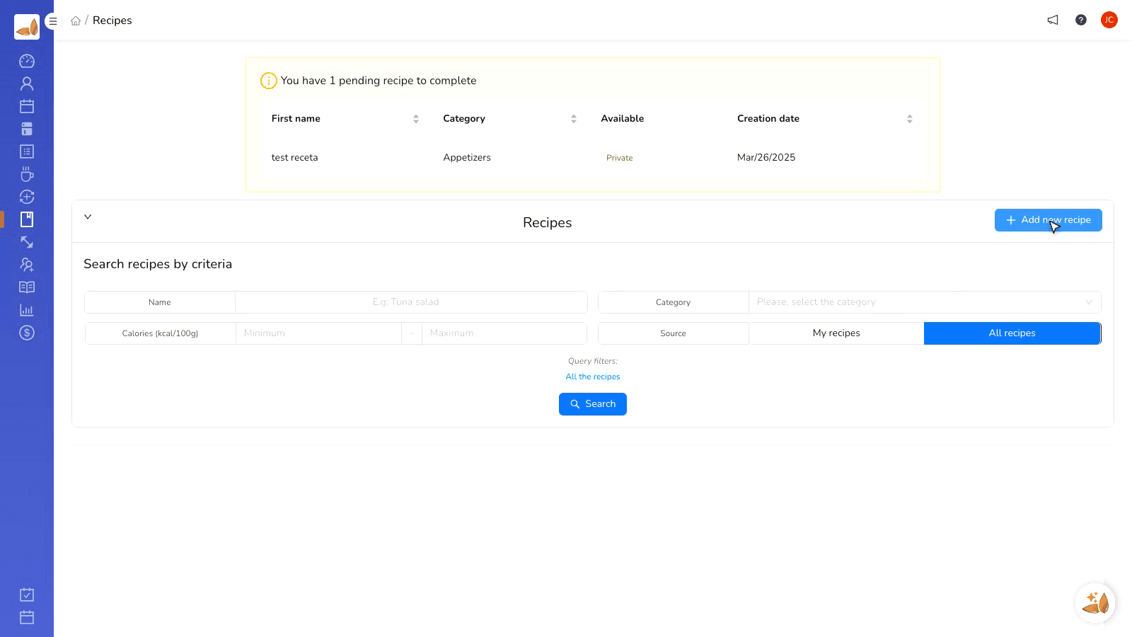 Recipe view in the patient app with steps and grocery list.