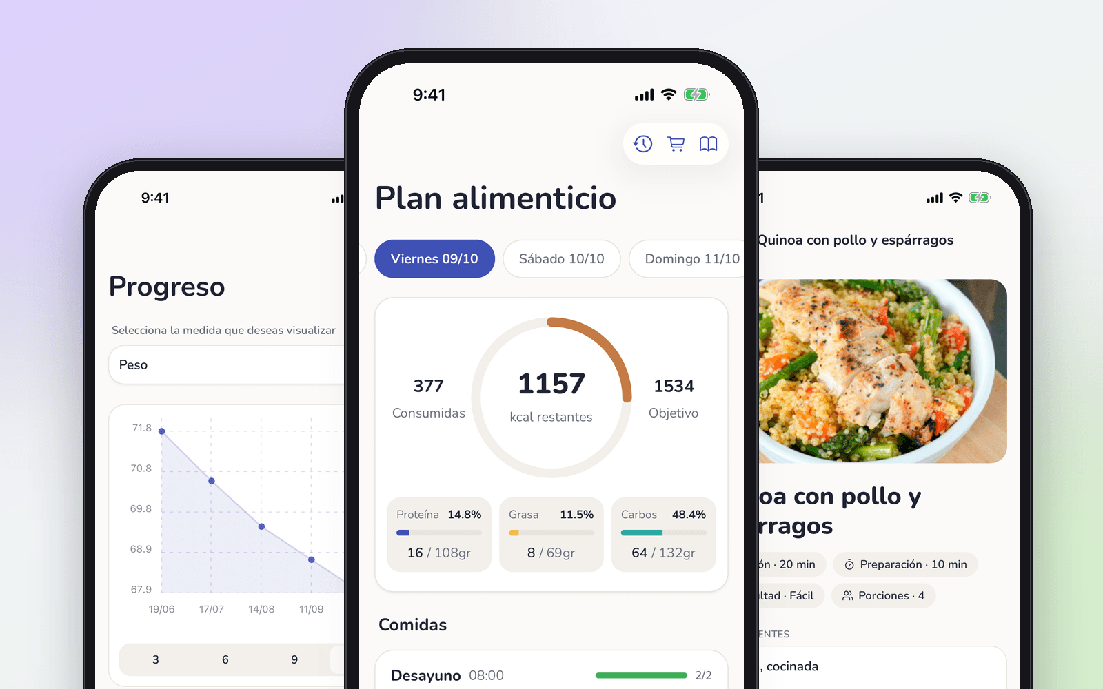 La app de Almendra: plan del día, progreso y recetas.